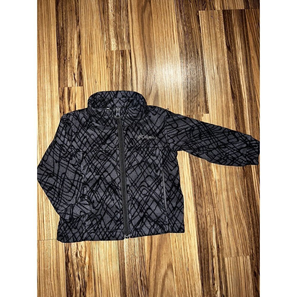 Columbia Fleece Jacket Infant Boys Size 24 Months Gray Black‎ Lines